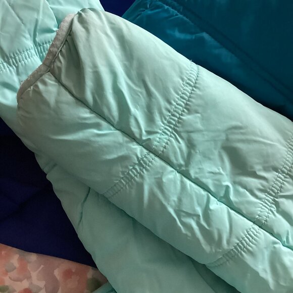 Eddie Bauer Kids Reversible Blue Hooded Puffer Coat Sherpa Lined Jacket S/P 6 - Picture 11 of 11